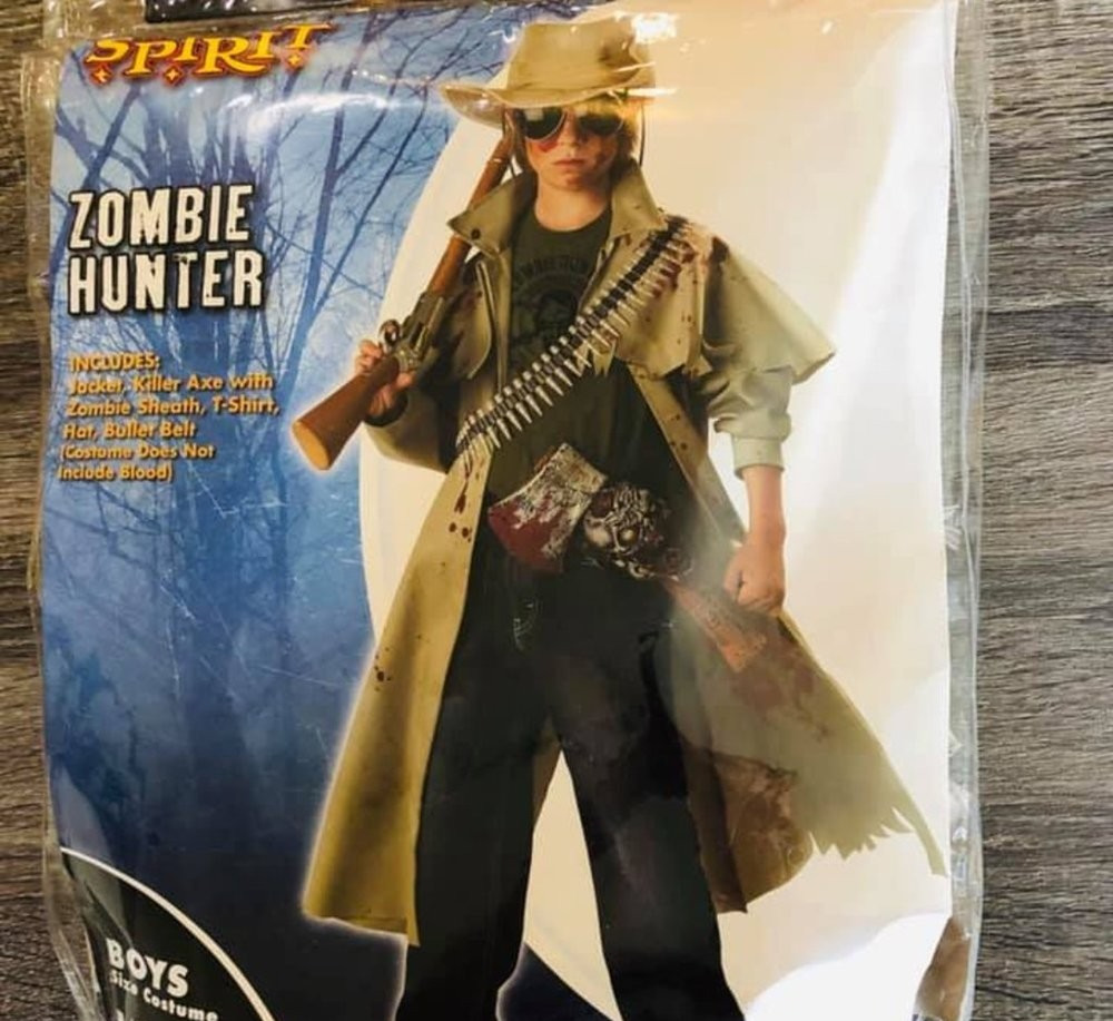 Spirit Zombie Hunter Boys Costume Large 10-12 Jacket Axe Hat Bullet Belt